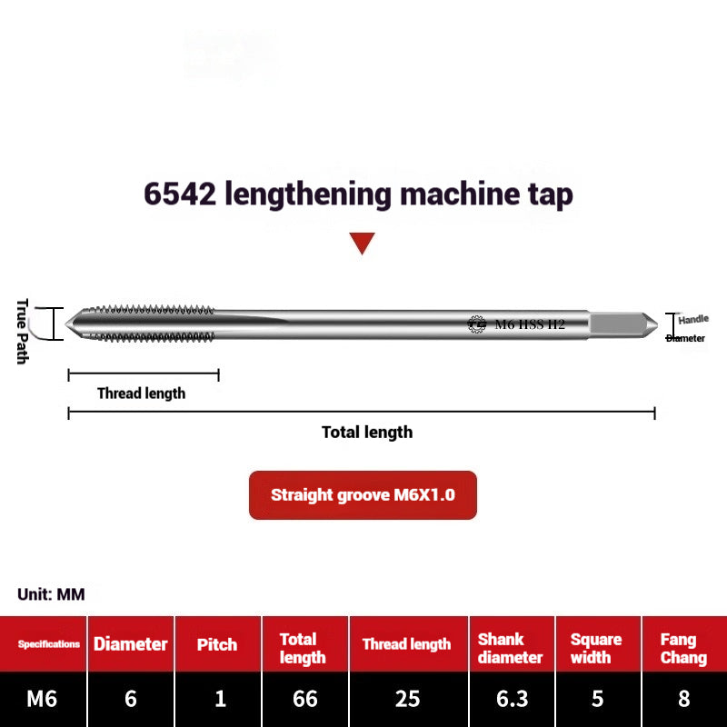 1109-Extended straight flute machine taps 6542 high speed wire tapping drill bit deep hole M3M4M5M6M8M10 Shandong Denso Pricision Tools Co.,Ltd.